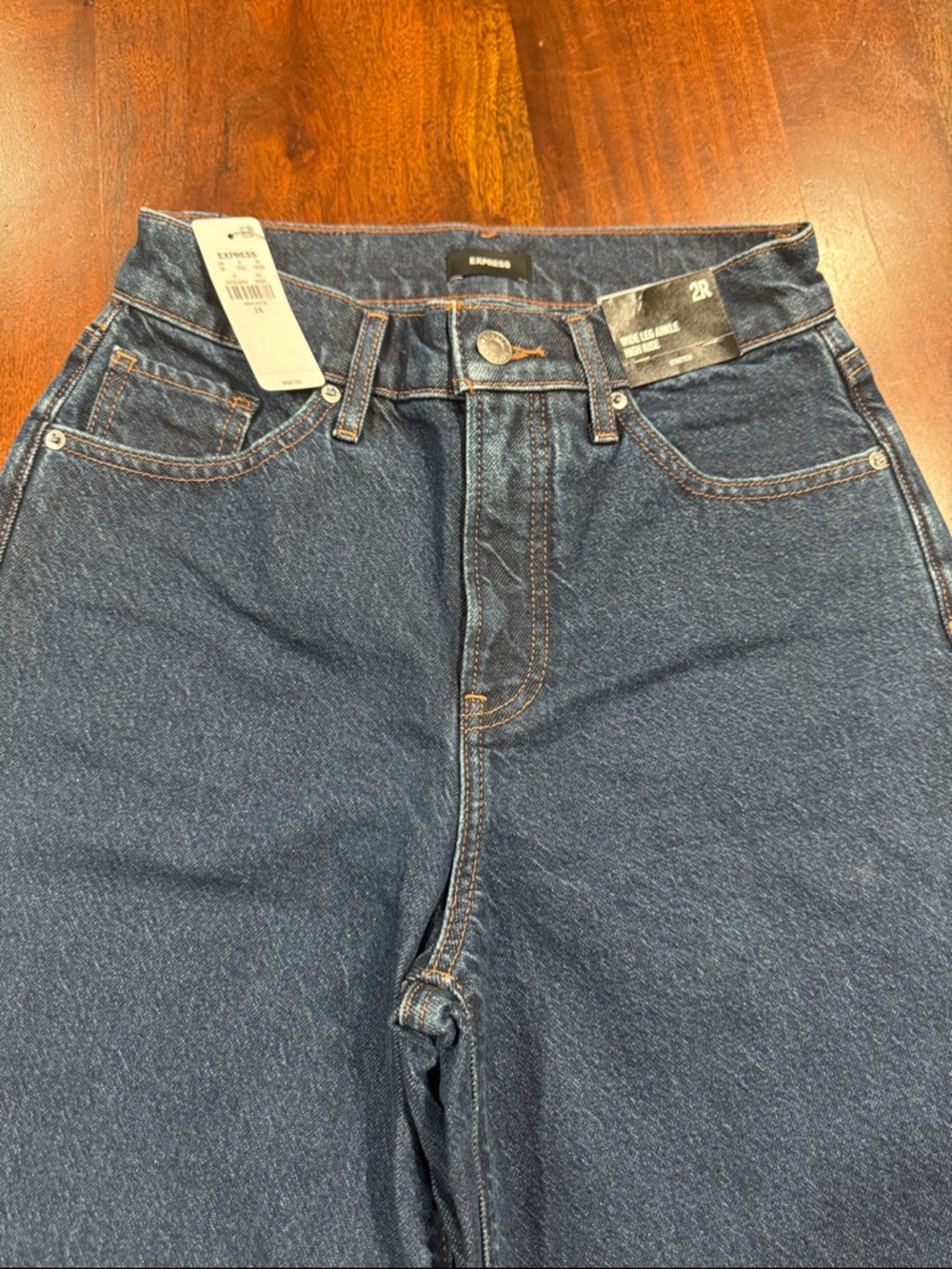High Waisted Dark Wash Tall Hem Wide Leg Ankle Jeans - Picture 12 of 12